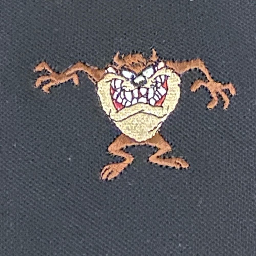Vintage 1997 Warner Bros Taz Polo Shirt XL Looney Tunes Studio Store Embroidered - Picture 2 of 7
